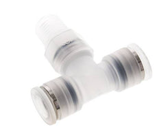 10mm x R1/4'' Inline Tee Push-in Fitting with Male Threads PA EPDM FDA Rotatable