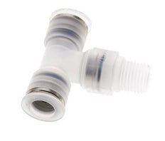 10mm x R1/4'' Inline Tee Push-in Fitting with Male Threads PA EPDM FDA Rotatable