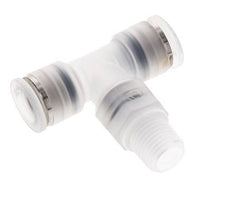 10mm x R1/4'' Inline Tee Push-in Fitting with Male Threads PA EPDM FDA Rotatable
