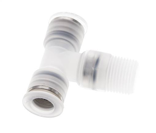 10mm x R3/8'' Inline Tee Push-in Fitting with Male Threads PA EPDM FDA Rotatable