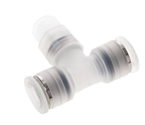 12mm x R3/8'' Inline Tee Push-in Fitting with Male Threads PA EPDM FDA Rotatable