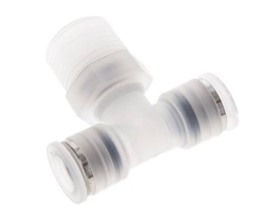 10mm x R1/2'' Inline-T-Stück Steckverschraubung mit Außengewinde Messing/PA 66 NBR drehbar