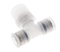 10mm x R1/2'' Inline-T-Stück Steckverschraubung mit Außengewinde Messing/PA 66 NBR drehbar