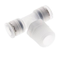 10mm x R1/2'' Inline-T-Stück Steckverschraubung mit Außengewinde Messing/PA 66 NBR drehbar