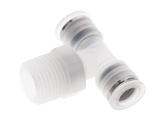 10mm x R1/2'' Inline-T-Stück Steckverschraubung mit Außengewinde Messing/PA 66 NBR drehbar