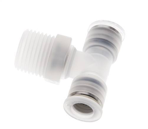 10mm x R1/2'' Inline-T-Stück Steckverschraubung mit Außengewinde Messing/PA 66 NBR drehbar