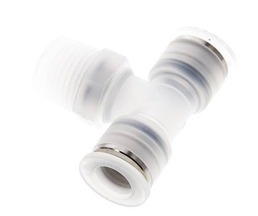 12mm x R1/2'' Inline-T-Stück Steckverschraubung mit Außengewinde Messing/PA 66 NBR drehbar