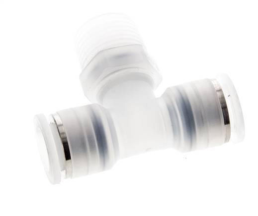 12mm x R1/2'' Inline Tee Push-in Fitting with Male Threads PA EPDM FDA Rotatable