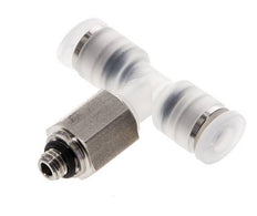 4mm x M 5 Inline Tee Push-in Fitting with Male Threads PA/Stainless Steel EPDM FDA Rotatable