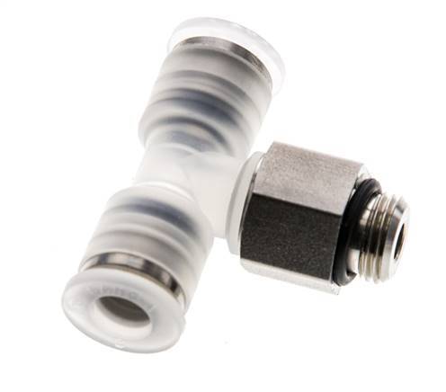 6mm x G1/8'' Inline Tee Push-in Fitting with Male Threads PA/Stainless Steel EPDM FDA Rotatable