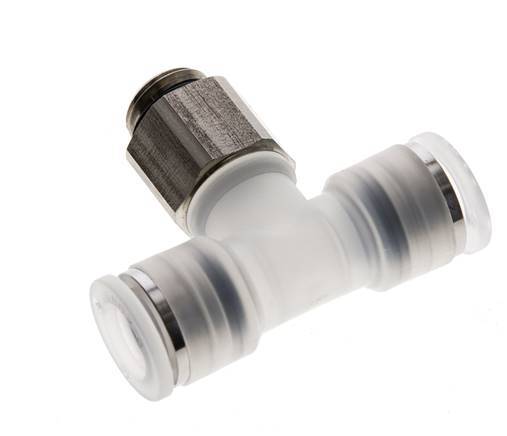 10mm x G1/4'' Inline T-Stück Steckverschraubung mit Außengewinde PA/Edelstahl EPDM FDA drehbar