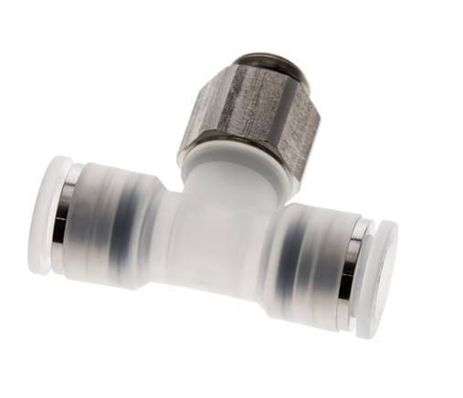 10mm x G1/4'' Inline T-Stück Steckverschraubung mit Außengewinde PA/Edelstahl EPDM FDA drehbar