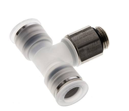 10mm x G1/4'' Inline T-Stück Steckverschraubung mit Außengewinde PA/Edelstahl EPDM FDA drehbar