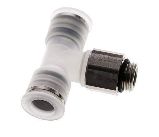 10mm x G1/4'' Inline T-Stück Steckverschraubung mit Außengewinde PA/Edelstahl EPDM FDA drehbar