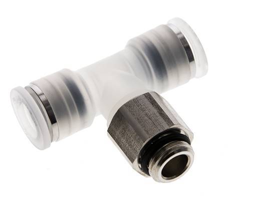 10mm x G1/4'' Inline T-Stück Steckverschraubung mit Außengewinde PA/Edelstahl EPDM FDA drehbar