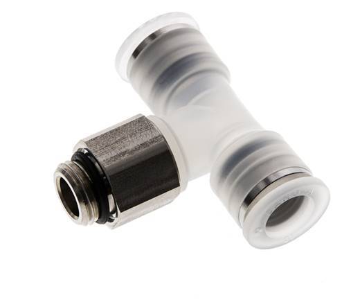 10mm x G1/4'' Inline T-Stück Steckverschraubung mit Außengewinde PA/Edelstahl EPDM FDA drehbar