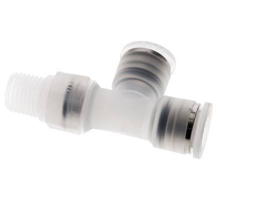 10mm x R1/4'' rechtwinkliges T-Stück Steckverschraubung mit Außengewinde Messing/PA 66 NBR drehbar