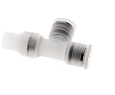 10mm x R1/4'' rechtwinkliges T-Stück Steckverschraubung mit Außengewinde Messing/PA 66 NBR drehbar