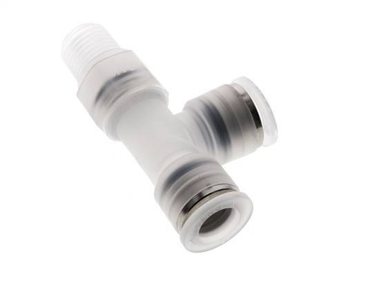 10mm x R1/4'' rechtwinkliges T-Stück Steckverschraubung mit Außengewinde Messing/PA 66 NBR drehbar