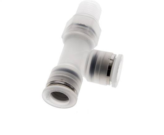 10mm x R1/4'' rechtwinkliges T-Stück Steckverschraubung mit Außengewinde Messing/PA 66 NBR drehbar