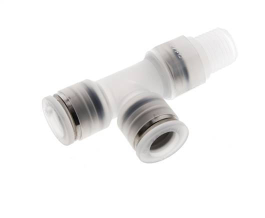 10mm x R1/4'' rechtwinkliges T-Stück Steckverschraubung mit Außengewinde Messing/PA 66 NBR drehbar