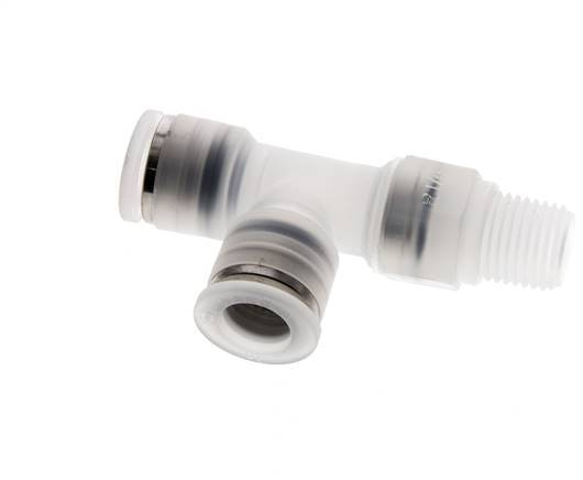 10mm x R1/4'' rechtwinkliges T-Stück Steckverschraubung mit Außengewinde Messing/PA 66 NBR drehbar