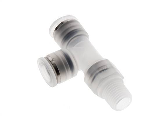 10mm x R1/4'' rechtwinkliges T-Stück Steckverschraubung mit Außengewinde Messing/PA 66 NBR drehbar