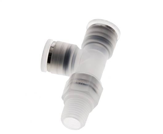 10mm x R1/4'' rechtwinkliges T-Stück Steckverschraubung mit Außengewinde Messing/PA 66 NBR drehbar