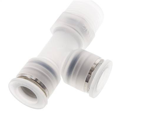 12mm x R1/2'' rechtwinkliges T-Stück Steckverschraubung mit Außengewinde Messing/PA 66 NBR drehbar
