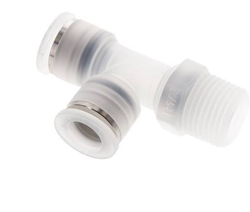 12mm x R1/2'' rechtwinkliges T-Stück Steckverschraubung mit Außengewinde Messing/PA 66 NBR drehbar