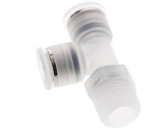 12mm x R1/2'' rechtwinkliges T-Stück Steckverschraubung mit Außengewinde Messing/PA 66 NBR drehbar