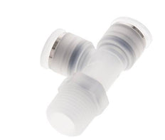 12mm x R1/2'' rechtwinkliges T-Stück Steckverschraubung mit Außengewinde Messing/PA 66 NBR drehbar