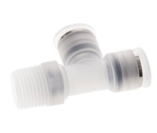 12mm x R1/2'' rechtwinkliges T-Stück Steckverschraubung mit Außengewinde Messing/PA 66 NBR drehbar