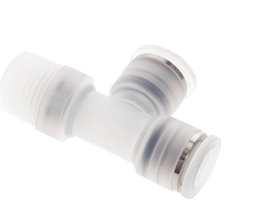 12mm x R1/2'' rechtwinkliges T-Stück Steckverschraubung mit Außengewinde Messing/PA 66 NBR drehbar