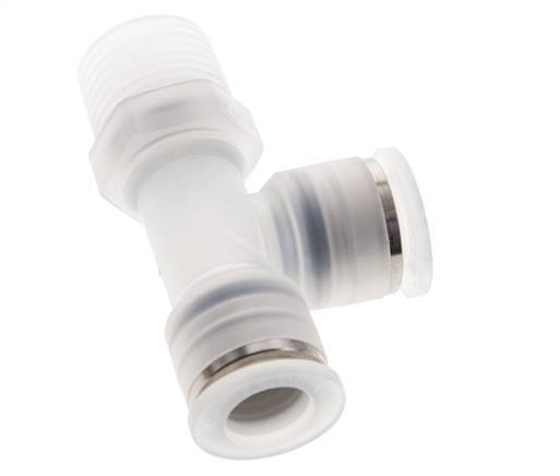 12mm x R1/2'' rechtwinkliges T-Stück Steckverschraubung mit Außengewinde Messing/PA 66 NBR drehbar