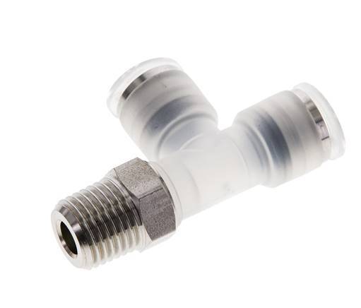 8mm x R1/4'' rechtwinkliges T-Stück Steckverschraubung mit Außengewinde PA/Edelstahl EPDM FDA drehbar