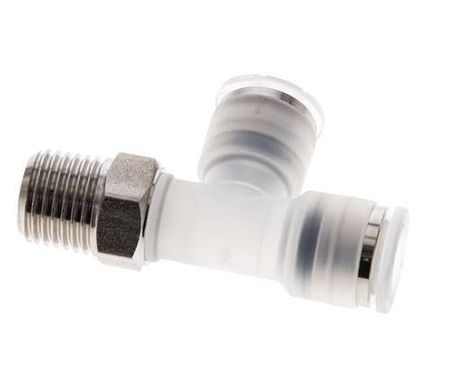 8mm x R1/4'' rechtwinkliges T-Stück Steckverschraubung mit Außengewinde PA/Edelstahl EPDM FDA drehbar