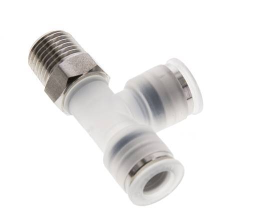8mm x R1/4'' rechtwinkliges T-Stück Steckverschraubung mit Außengewinde PA/Edelstahl EPDM FDA drehbar