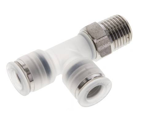 8mm x R1/4'' rechtwinkliges T-Stück Steckverschraubung mit Außengewinde PA/Edelstahl EPDM FDA drehbar