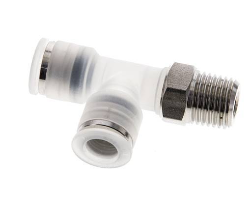 8mm x R1/4'' rechtwinkliges T-Stück Steckverschraubung mit Außengewinde PA/Edelstahl EPDM FDA drehbar