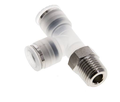 8mm x R1/4'' rechtwinkliges T-Stück Steckverschraubung mit Außengewinde PA/Edelstahl EPDM FDA drehbar