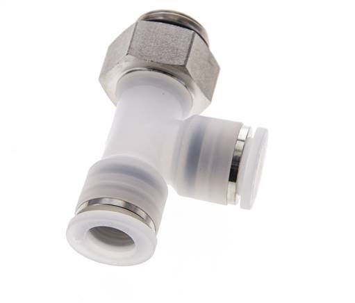 10mm x G3/8'' Right Angle Tee Push-in Fitting with Male Threads PA/Stainless Steel EPDM FDA Rotatable