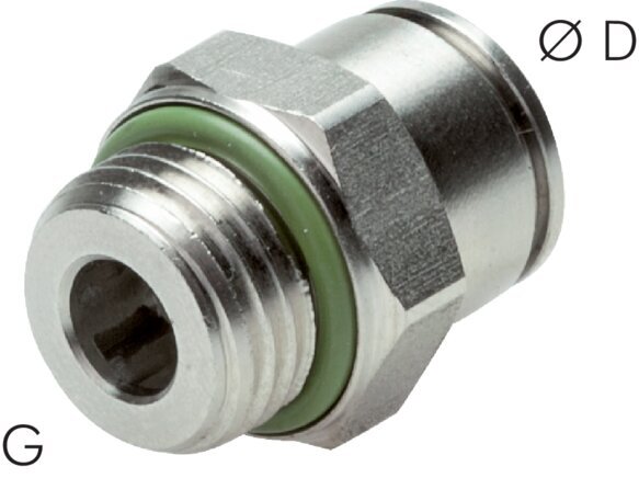 4mm x G1/4'' Push-in Fitting with Male Threads Stainless Steel FKM