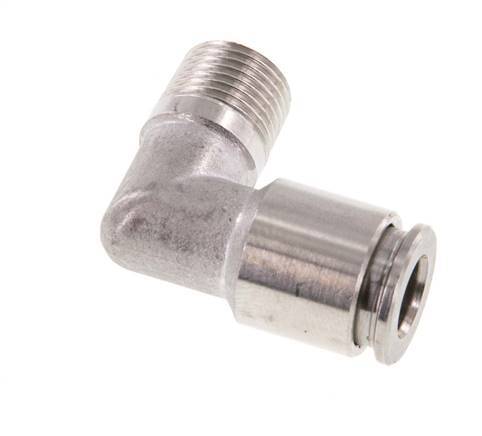 6mm x R1/8'' 90deg Elbow Push-in Fitting with Male Threads Stainless Steel FKM