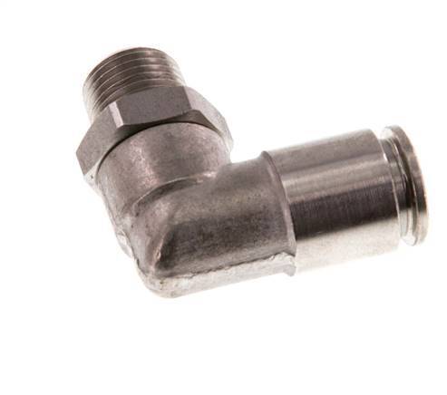 6mm x R1/8'' 90deg Winkel-Steckverschraubung mit Außengewinde Messing FKM drehbar