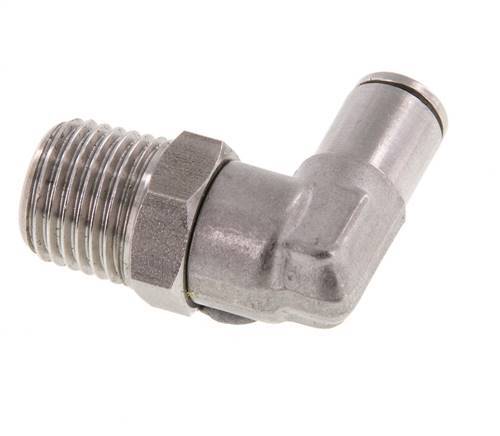 4mm x R1/4'' 90deg Winkel-Steckverschraubung mit Außengewinde Messing FKM drehbar