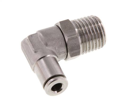 4mm x R1/4'' 90deg Winkel-Steckverschraubung mit Außengewinde Messing FKM drehbar