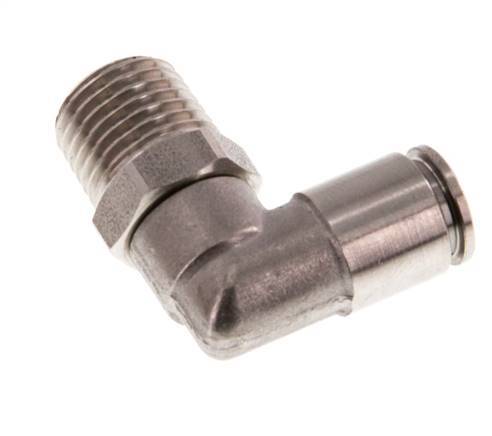 6mm x R1/4'' 90deg Elbow Push-in Fitting with Male Threads Stainless Steel FKM Rotatable