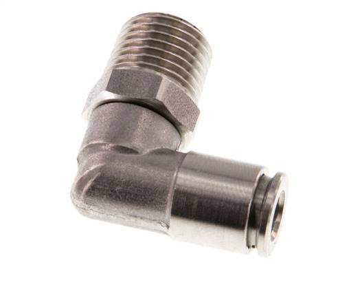 6mm x R1/4'' 90deg Elbow Push-in Fitting with Male Threads Stainless Steel FKM Rotatable