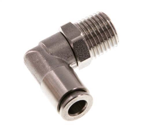 6mm x R1/4'' 90deg Elbow Push-in Fitting with Male Threads Stainless Steel FKM Rotatable